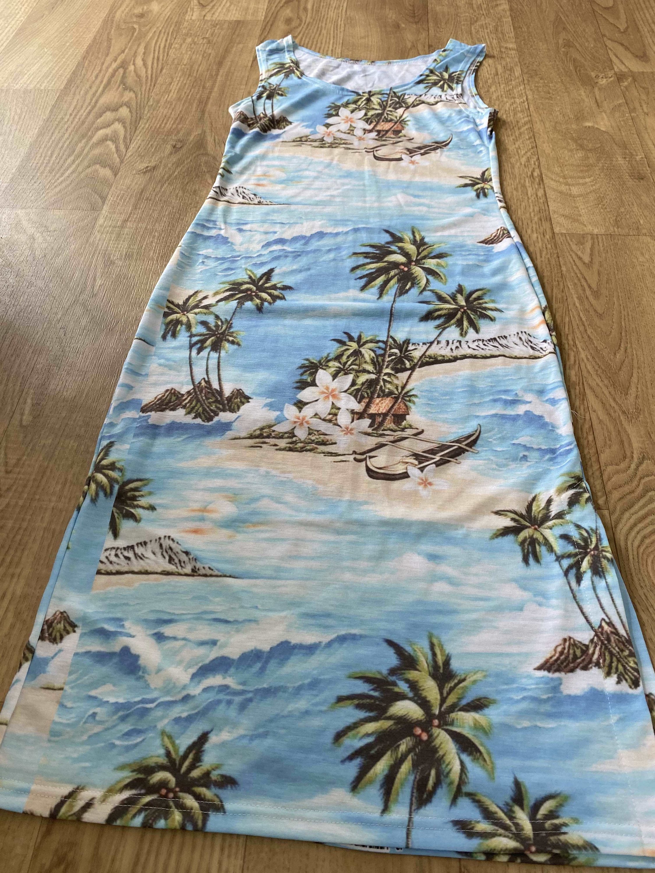 Hawaii Print Dress: Rachel Green Inspired, Handmade Bodycon or Slip Dress