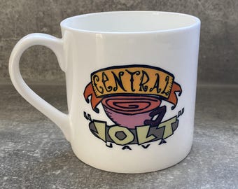 Juego de taza y platillo de café Central Jolt: porcelana fina inspirada en la serie Friends