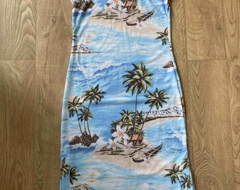 Vestido con estampado hawaiano: vestido ajustado o lencero hecho a mano, inspirado en Rachel Green