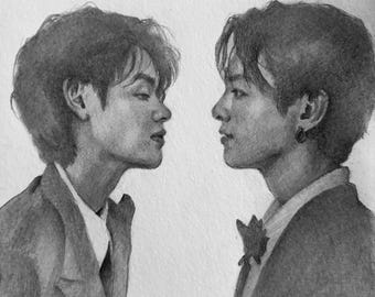 Jungkook and V | Taekook | Kim Taehyung & Jungkook | BTS - Etsy