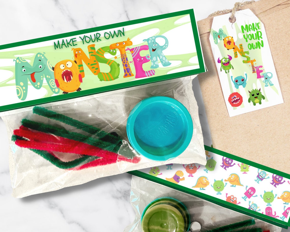 Printable Make Your Own Monster Bag Topper Monster Party - Etsy