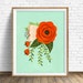 zingBOOM reviewed floral art prints, flower wall art, folk art, instant download printable art, modern, contemporary, aqua, prints - "Folk Art Flowers No. 2"