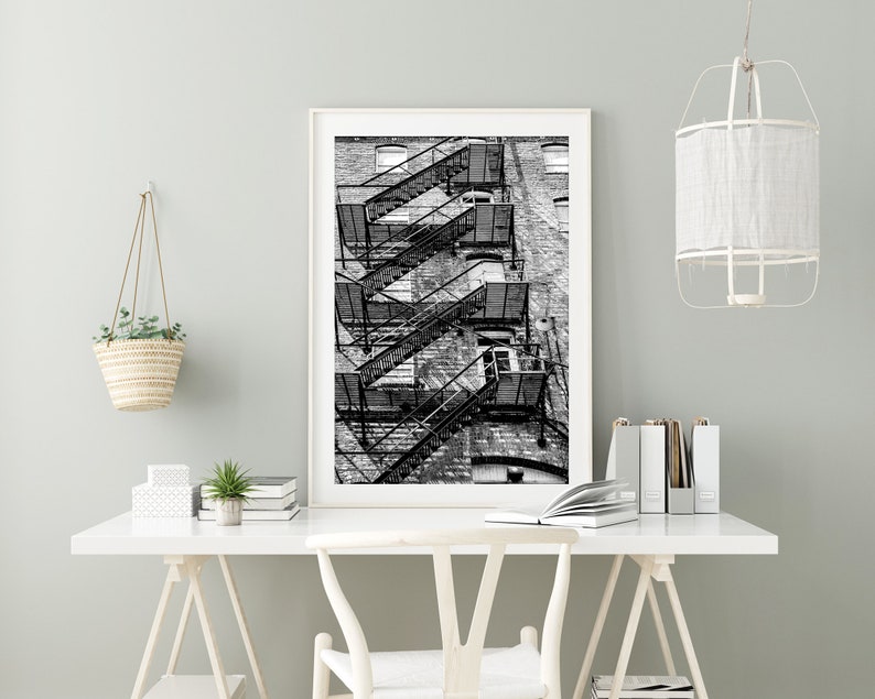 Printable Fire Escape Wall Art Rustic Wall Art Black and White Wall Art Instant Download Print Industrial Urban Photography image 8