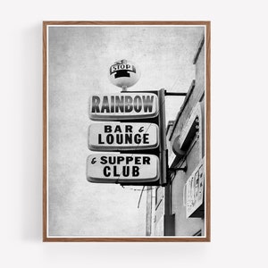Vintage Neon Sign Black and White Photography Printable Wall Art Digital Download Rustic Decor Boho Decor Farmhouse Decor Gray image 9