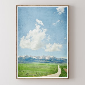 Countryside Road Landscape Print Mountain Wall Art image 1