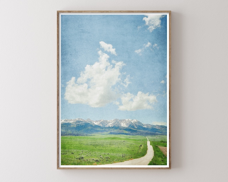 Countryside Road Landscape Print Mountain Wall Art image 1