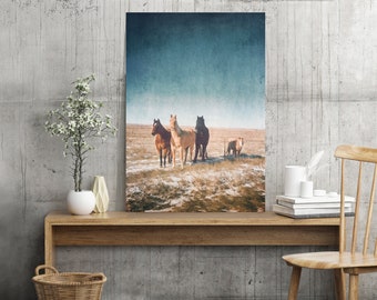 Horses and Countryside Landscape Print - instant download prints, printable wall art, horse photography, colorful landscape prints, rustic