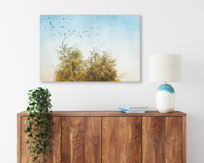 Modern Nature Photography Wall Art instant download printable wall art, wall art printable, trees and bird art print, modern farmhouse art image 4