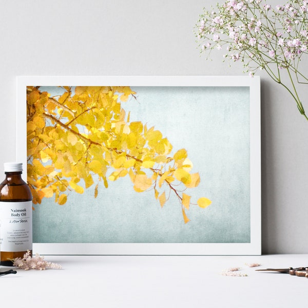 Printable Aspen Leaf Wall Art | Instant Download Print | Wall Art Printables | Nature Photography | Large Wall art | Colorful Wall Art