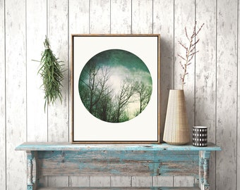 Modern Woodland Forest Landscape Print - colorful woodland photography, modern farmhouse wall art prints, instant download prints, art print