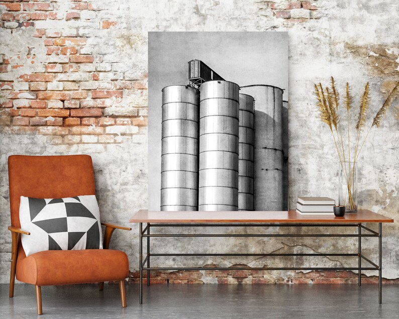 Black and White Photography Rustic Wall Art Rustic Art Prints Large Wall Art Silos Art for Men Gray Wall Art Boho Wall Art image 2