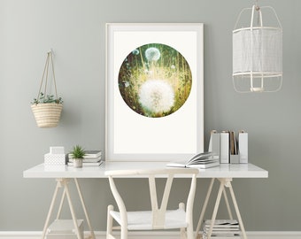 Modern Dandelion Botanical Wall Art - minimalist botanical art prints, instant download prints, download wall art, modern farmhouse prints