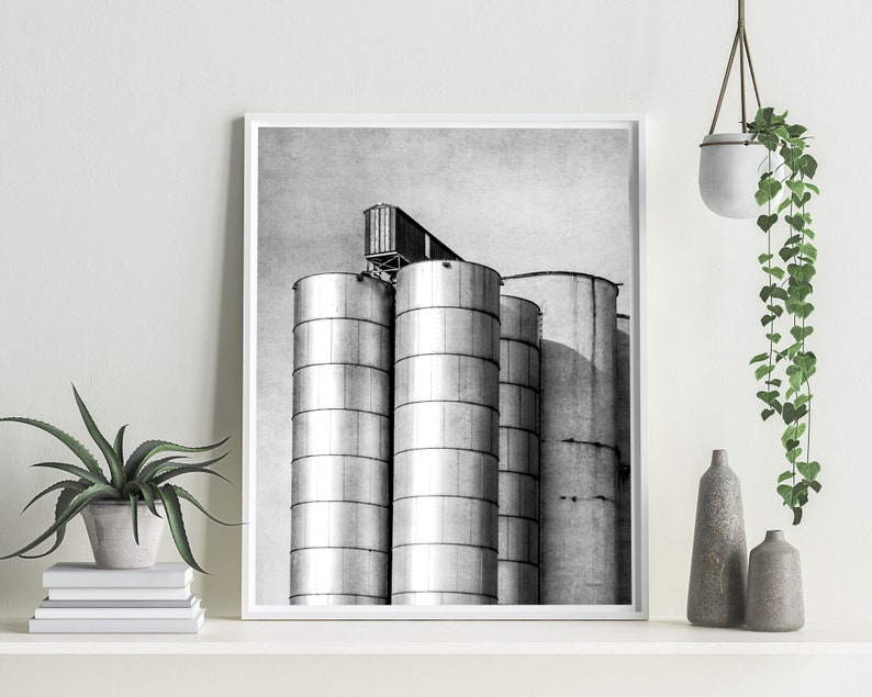 Black and White Photography Rustic Wall Art Rustic Art Prints Large Wall Art Silos Art for Men Gray Wall Art Boho Wall Art image 4