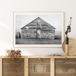 Printable Black and White Barn Photography digital download Rustic western farmhouse wall art decor large wall art barn wall art image 3