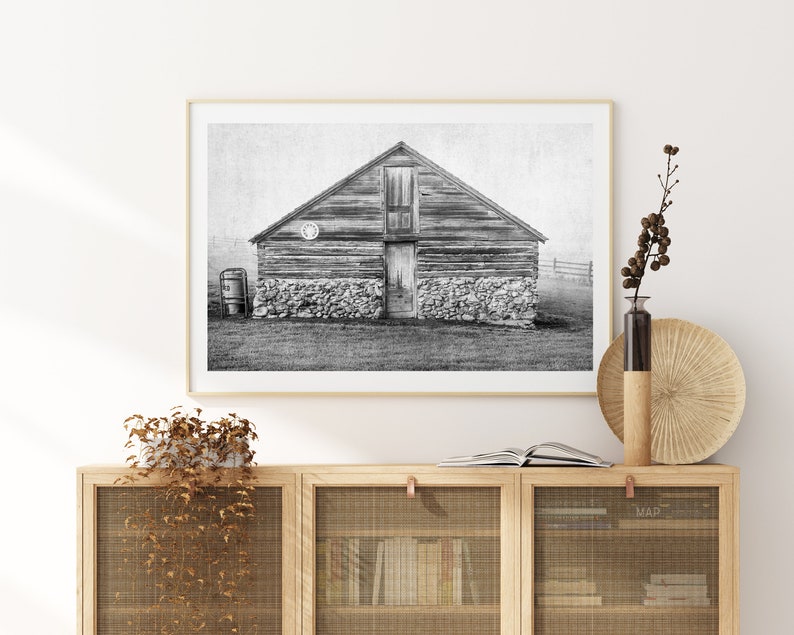 Printable Black and White Barn Photography digital download Rustic western farmhouse wall art decor large wall art barn wall art image 3