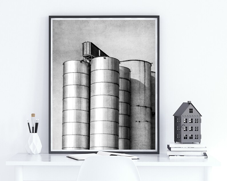 Black and White Photography Rustic Wall Art Rustic Art Prints Large Wall Art Silos Art for Men Gray Wall Art Boho Wall Art image 3