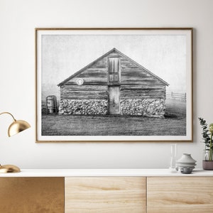 Printable Black and White Barn Photography digital download Rustic western farmhouse wall art decor large wall art barn wall art image 2