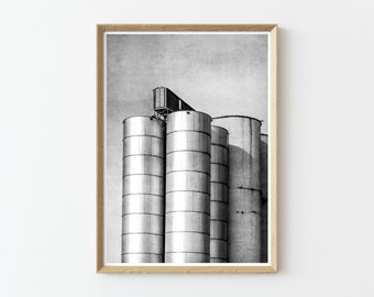 Black and White Photography | Rustic Wall Art | Rustic Art Prints | Large Wall Art | Silos | Art for Men | Gray Wall Art | Boho Wall Art