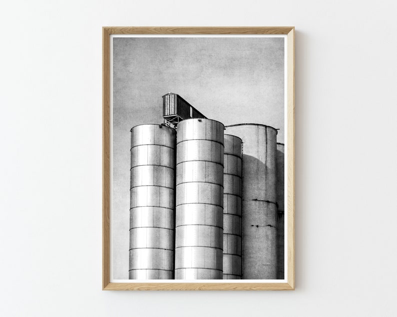 Black and White Photography Rustic Wall Art Rustic Art Prints Large Wall Art Silos Art for Men Gray Wall Art Boho Wall Art image 1