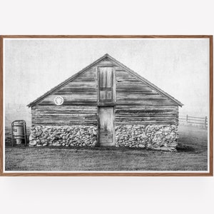 Printable Black and White Barn Photography digital download Rustic western farmhouse wall art decor large wall art barn wall art image 1