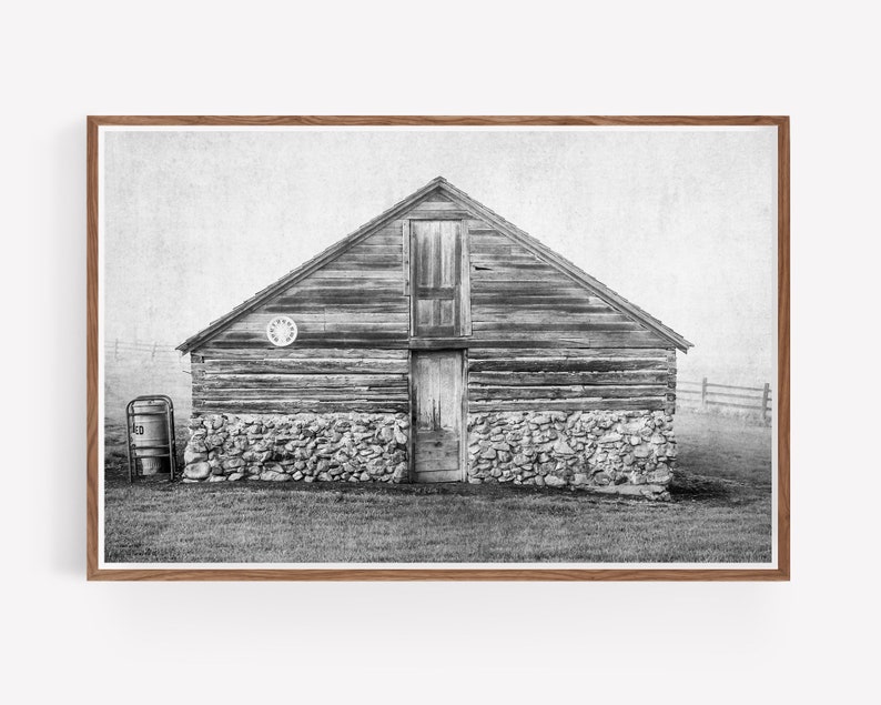 Printable Black and White Barn Photography digital download Rustic western farmhouse wall art decor large wall art barn wall art image 1