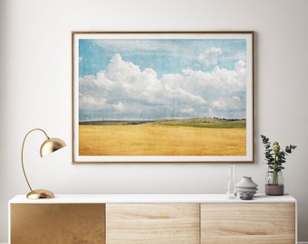 Modern Countryside and Sky Landscape - colorful landscape wall art, instant download prints, printable wall art, peaceful landscape prints