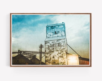 Printable Rustic Grain Elevator Photography - Western Decor - Farmhouse wall art - large wall art - rustic decor - large wall art - download