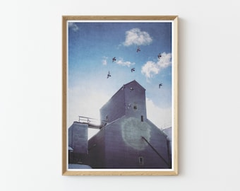 Rustic Grain Elevator Photography Print | Boho Wall Art | Instant Download Wall Art | Download Prints | Printable Wall Art | Rustic wall art