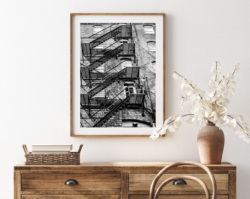 Printable Fire Escape Wall Art Rustic Wall Art Black and White Wall Art Instant Download Print Industrial Urban Photography image 3