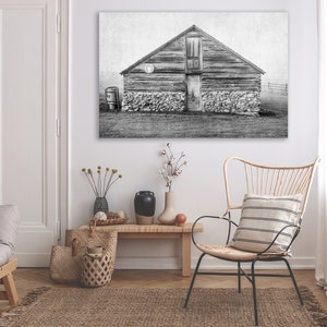 Printable Black and White Barn Photography digital download Rustic western farmhouse wall art decor large wall art barn wall art image 6