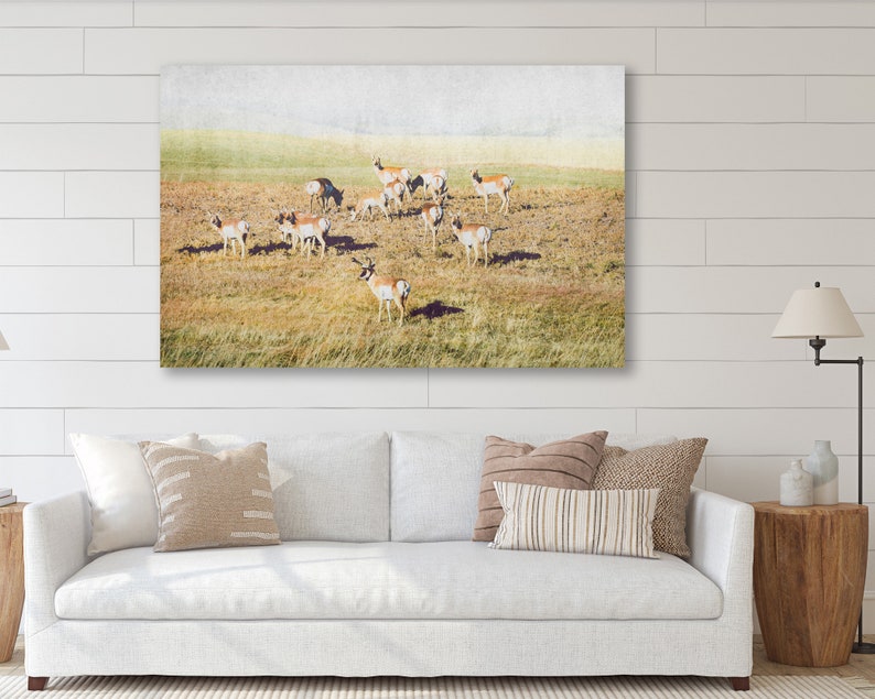 Pronghorn Herd Wall Art Antelope Wildlife Antlers Landscape Prints Instant Download Prints Animals Montana Boho Wall Art image 3