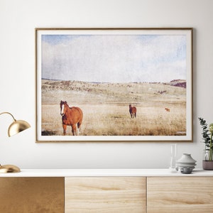 Horses and Pasture Landscape Print Instant Download Prints Rustic Wall Art Large Wall Art Nature Prints Nature Photography Boho image 2