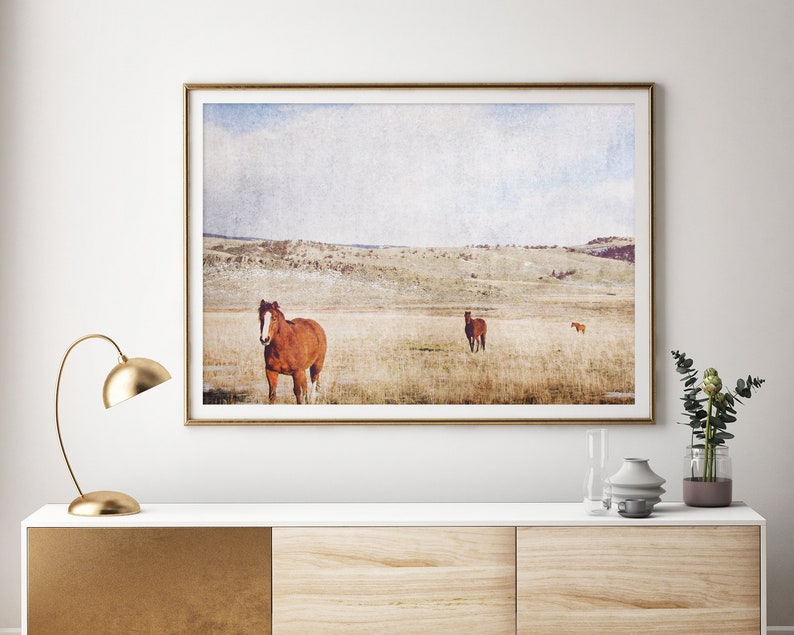 Horses and Pasture Landscape Print Instant Download Prints Rustic Wall Art Large Wall Art Nature Prints Nature Photography Boho image 2