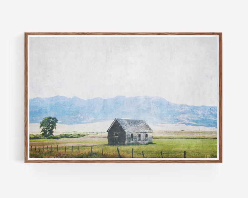 Printable Barn and Landscape Photography Digital Download wall art rustic western farmhouse decor mountains boho large wall art image 1