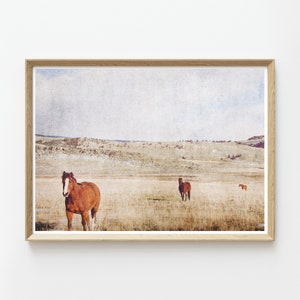 Horses and Pasture Landscape Print Instant Download Prints Rustic Wall Art Large Wall Art Nature Prints Nature Photography Boho image 1