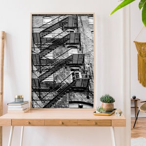 Printable Fire Escape Wall Art Rustic Wall Art Black and White Wall Art Instant Download Print Industrial Urban Photography image 5