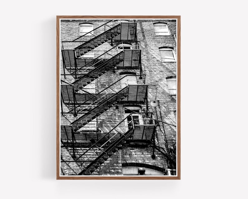 Printable Fire Escape Wall Art Rustic Wall Art Black and White Wall Art Instant Download Print Industrial Urban Photography image 2