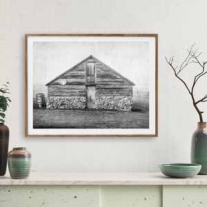 Printable Black and White Barn Photography digital download Rustic western farmhouse wall art decor large wall art barn wall art image 5