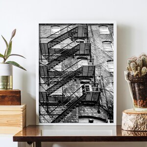 Printable Fire Escape Wall Art Rustic Wall Art Black and White Wall Art Instant Download Print Industrial Urban Photography image 4
