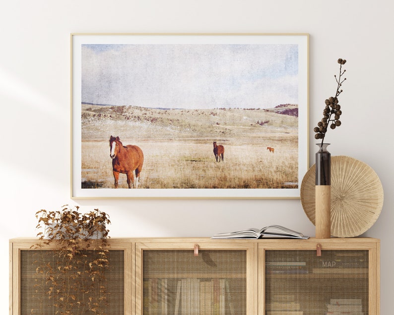 Horses and Pasture Landscape Print Instant Download Prints Rustic Wall Art Large Wall Art Nature Prints Nature Photography Boho image 5