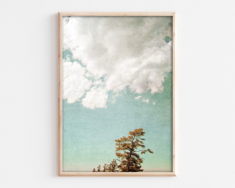 Printable Forest and Sky Landscape Art Landscape Wall Art Printable Wall Art Instant Download Prints Woodland Colorful Landscape image 1