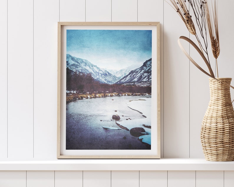 Printable Mountain Landscape Instant Download Print Large Wall Art Printable River mountains landscape colorful landscape image 5