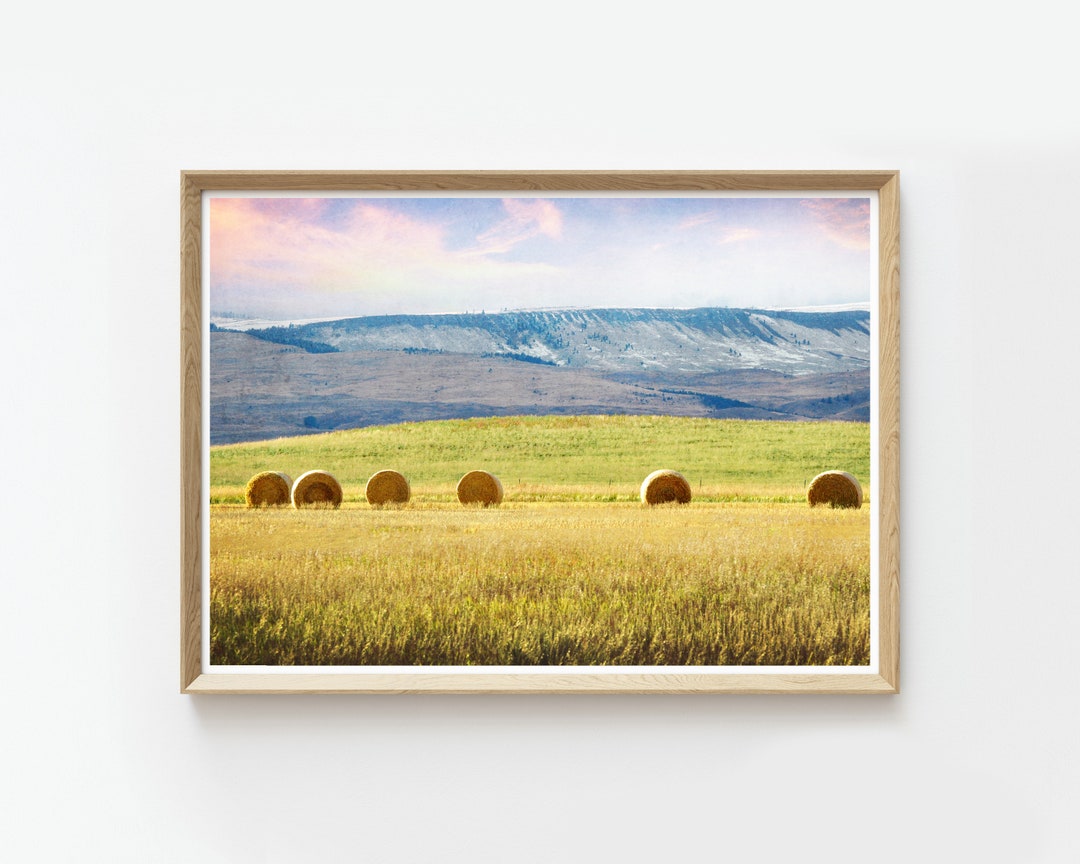 Colorful Landscape Wall Art Landscape Print Hay Field Instant Download