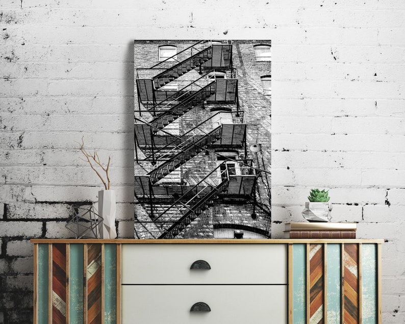 Printable Fire Escape Wall Art Rustic Wall Art Black and White Wall Art Instant Download Print Industrial Urban Photography image 6