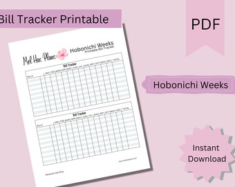 Bill Tracker Printable Hobonichi Weeks