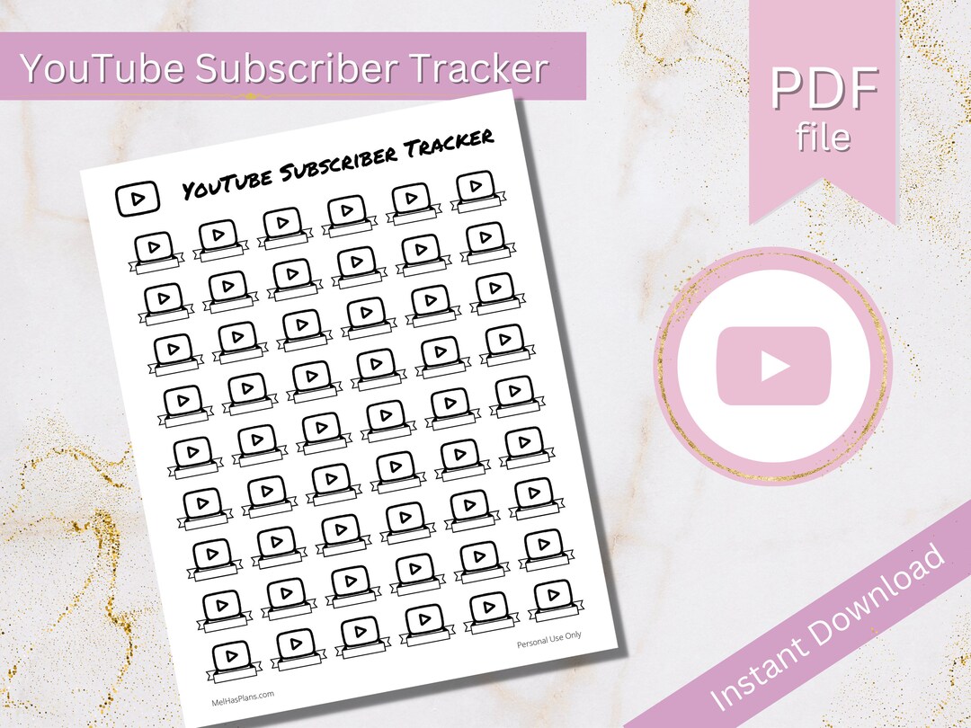 Youtube Subscriber Tracker Printable - Etsy