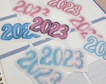 2023 Holographic Star Die Cut Planner Stickers