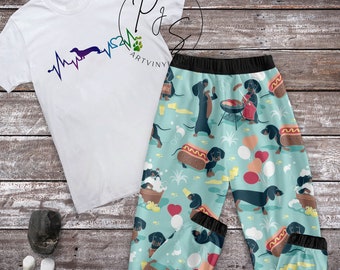 Doxie Mama Pajamas Set, Dachshund Mama Pajamas Set, Mothers Day Pajamas Set For Mom And Kids