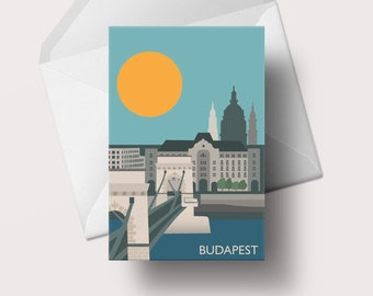 Boedapest blanco wenskaart - Hongarije - Reisillustratie - A6 - #014