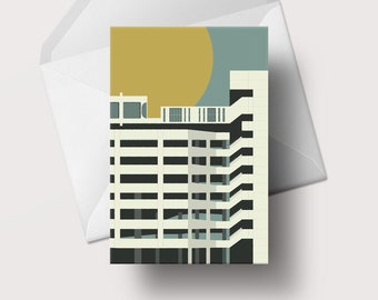 Trinity Blank Greeting Card - Brutalist Architecture A6 - Get Carter Car Park Inspiration - #054